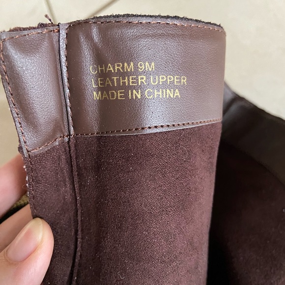 Browns Shoes Brown Boho Leather Suede Knee High Boots with Gold Tone Zipper - Picture 6 of 6